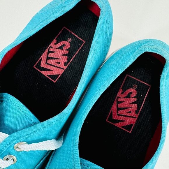 Vans Authentic Canvas Low Top Sneakers Shoes Bright Teal Turquoise Blue 7.5 - Picture 8 of 10